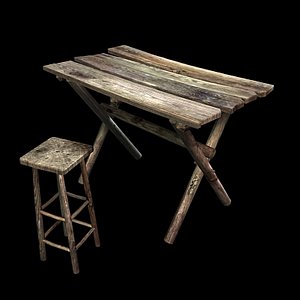 3ds max real time table stool