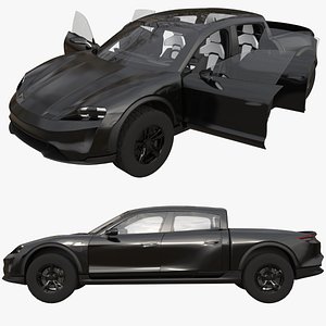 Taycan Pick-Up Truck Concept black 3D model