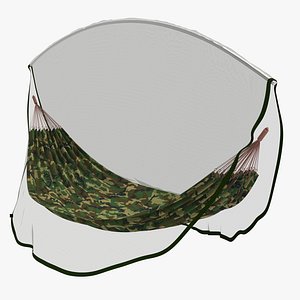 Military Hammock (v3) with Mosquito Net 3d Model