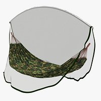 Military Hammock (v3) with Mosquito Net 3d Model