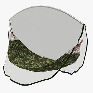 Military Hammock (v3) with Mosquito Net 3d Model