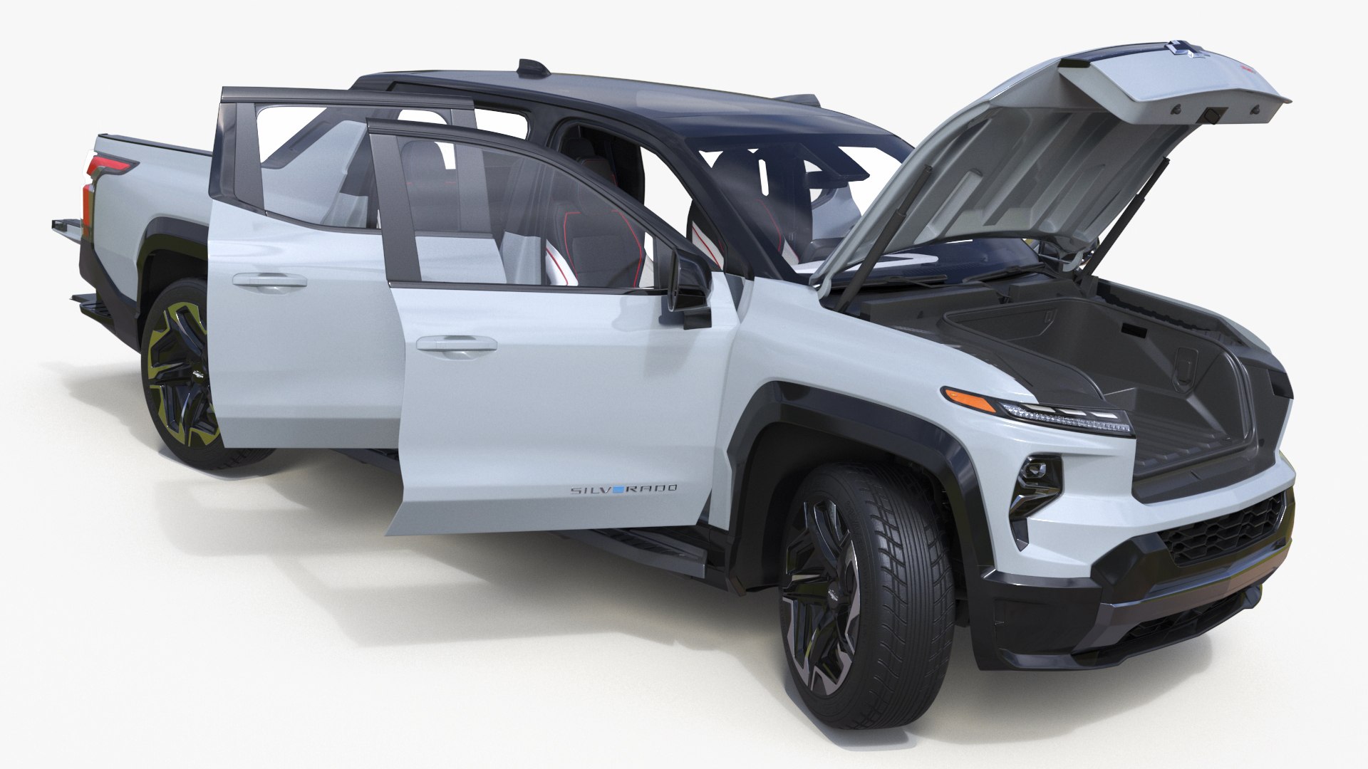 Chevrolet Silverado EV 2024 Gray Rigged for Cinema 4D 3D model preview