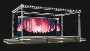 3D Entertainment Concert Event Stage 3D Model with Lights model