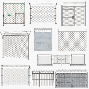 Barbed Wire Fence Collection 3D