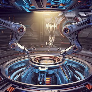 3D Sci-Fi Construction Lab - Rigged Animated