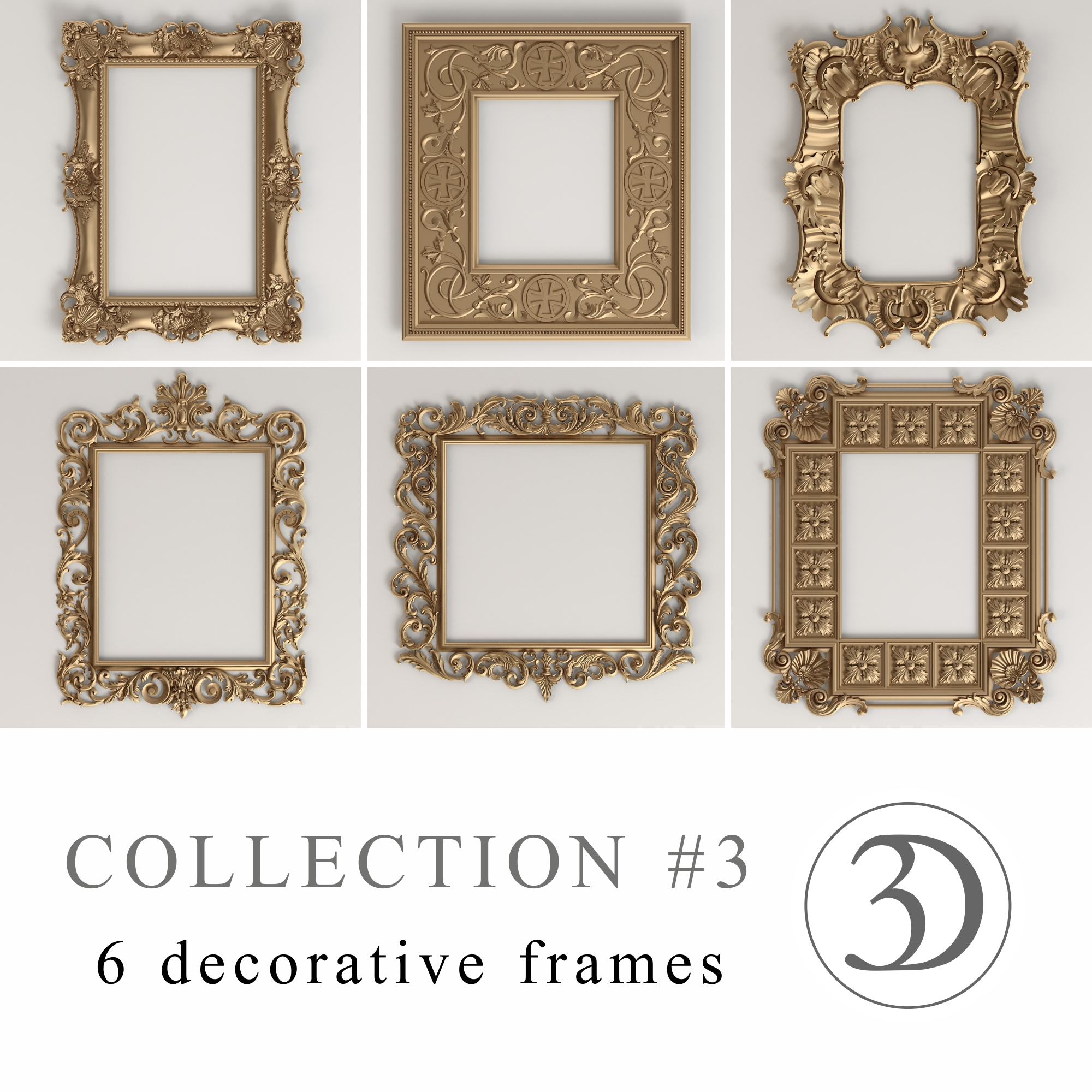 3 6 decorative frames 3d model