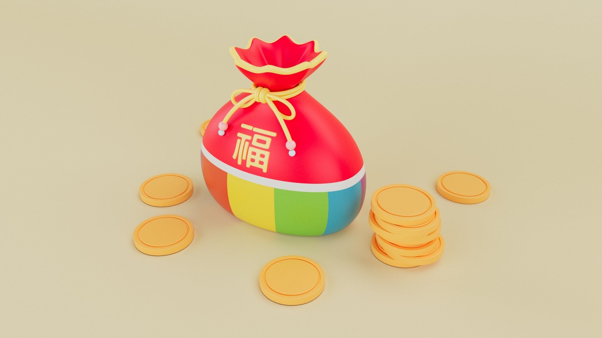 3D Korean Lucky Bag model - TurboSquid 2169738