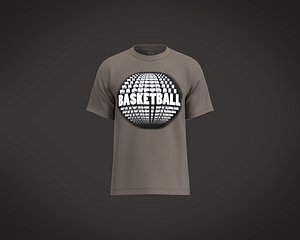 Mens Basic t-shirt with chest print based on basketball 3D model