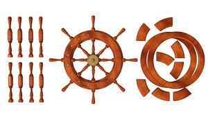 3D model Wooden Helm Wheel