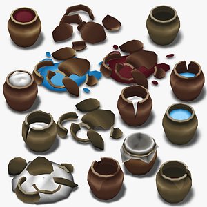 Stylized Medieval Pots - Low Poly Game Ready 3D