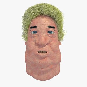 Fat Old Man Head With Blonde Curly Hair 3D model