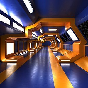 3D realistic sci fi corridor