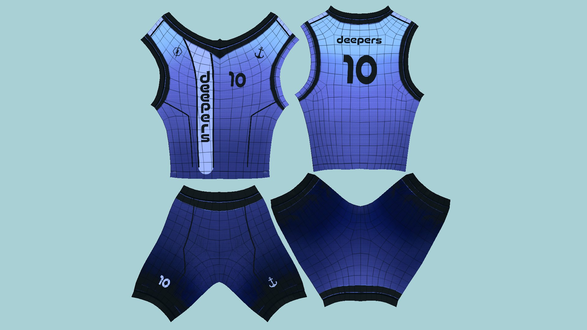 Basketball Fantasy Team Deepers Uniform - Character Design 3D Model ...