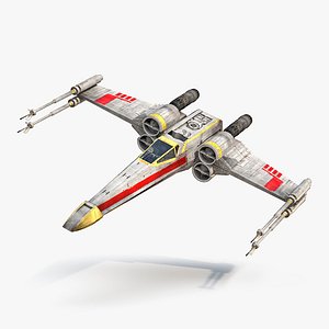 Star Wars X-Wing Starfighter Rigged Yellow 3D Model