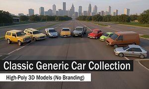 Classic Generic Car Collection High-Quality 3D Models
