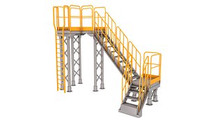 3D Industrial Catwalk Staircase