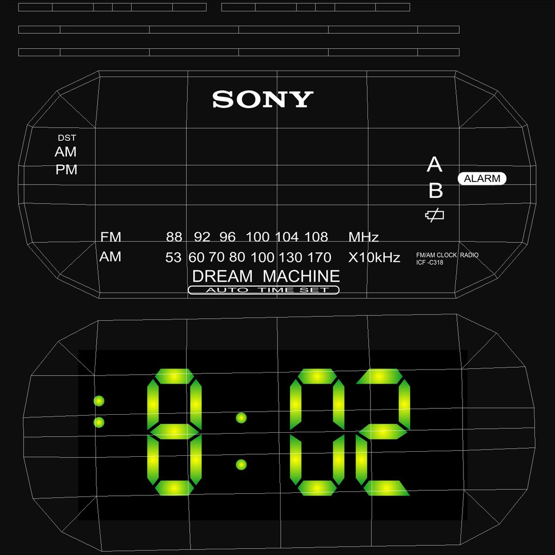 3d clock radio sony icfc318 model