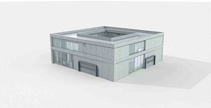 Modern Concrete Office Building with Central Courtyard