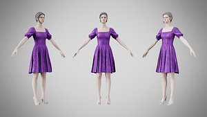 Dress 26 Royal Velvet Purple With Design