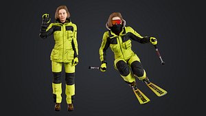 3D Female Skier Rigged model