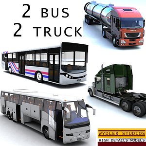 3d model bus truck