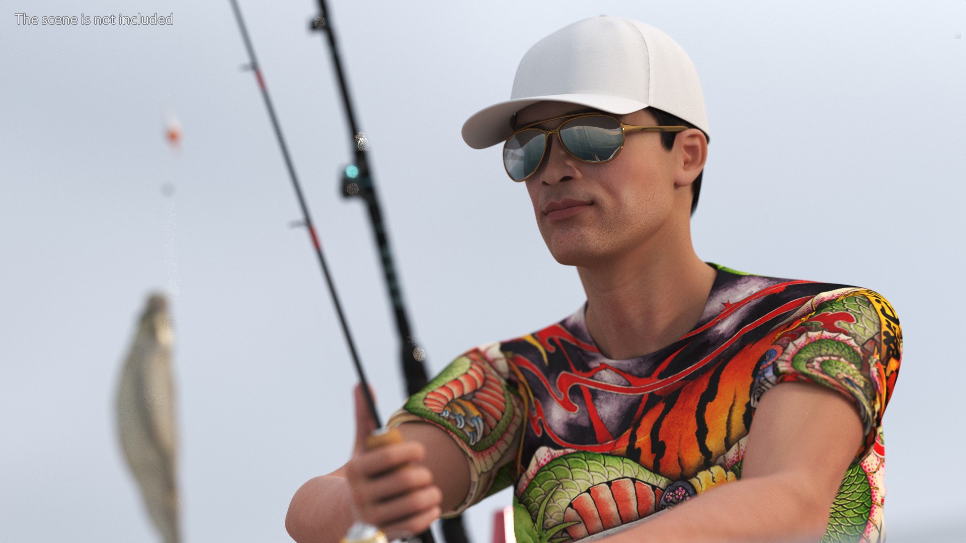 Man In Fishing Chair Catches Fish Model - TurboSquid 2311430