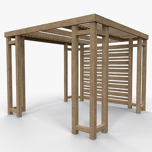 3D PBR Wooden Pergola Gazebo B1