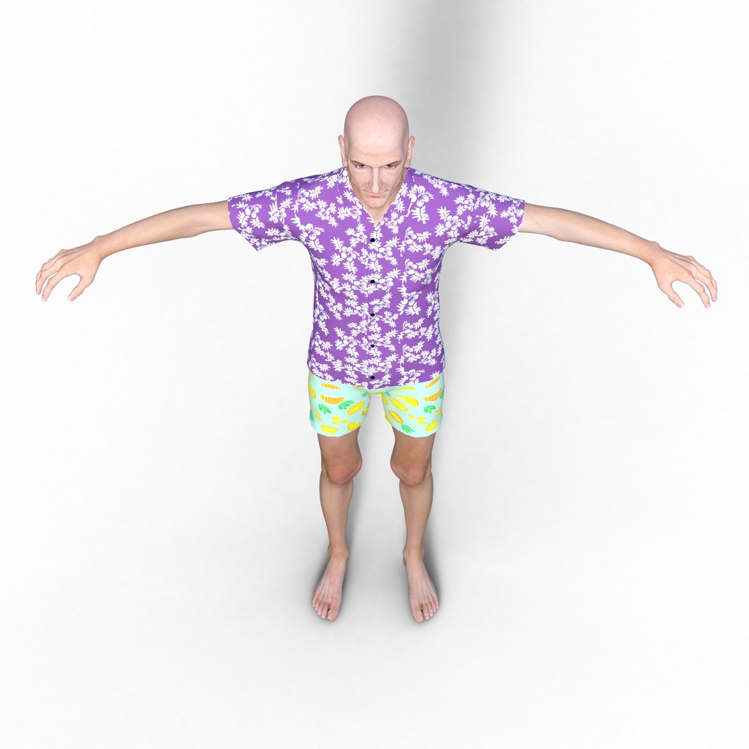 Realistic Rigged Old Man 3d Model