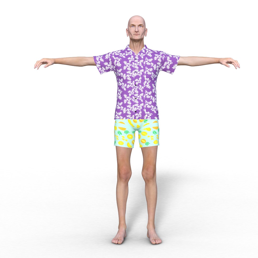 Realistic Rigged Old Man 3d Model