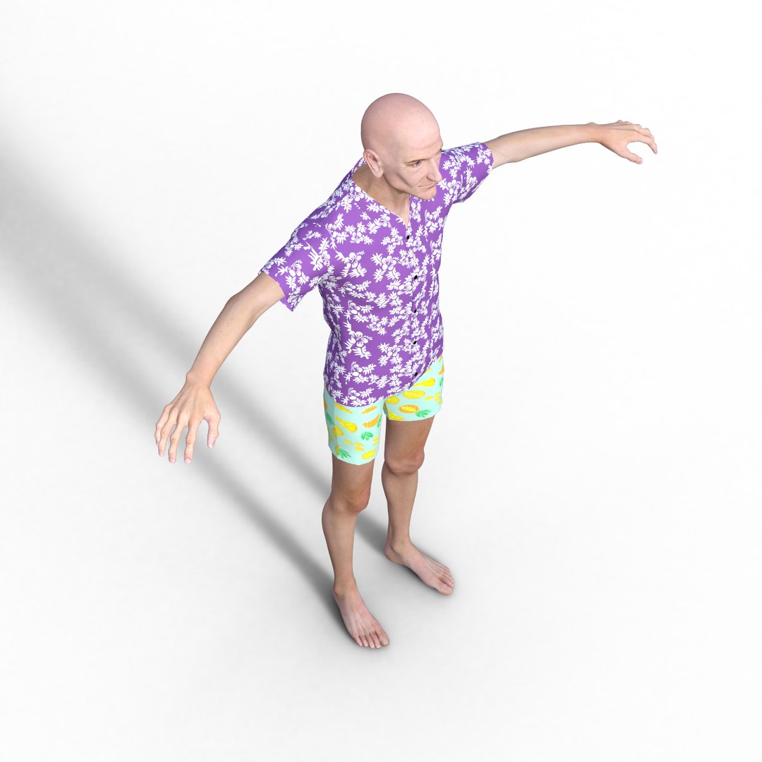 Realistic Rigged Old Man 3d Model