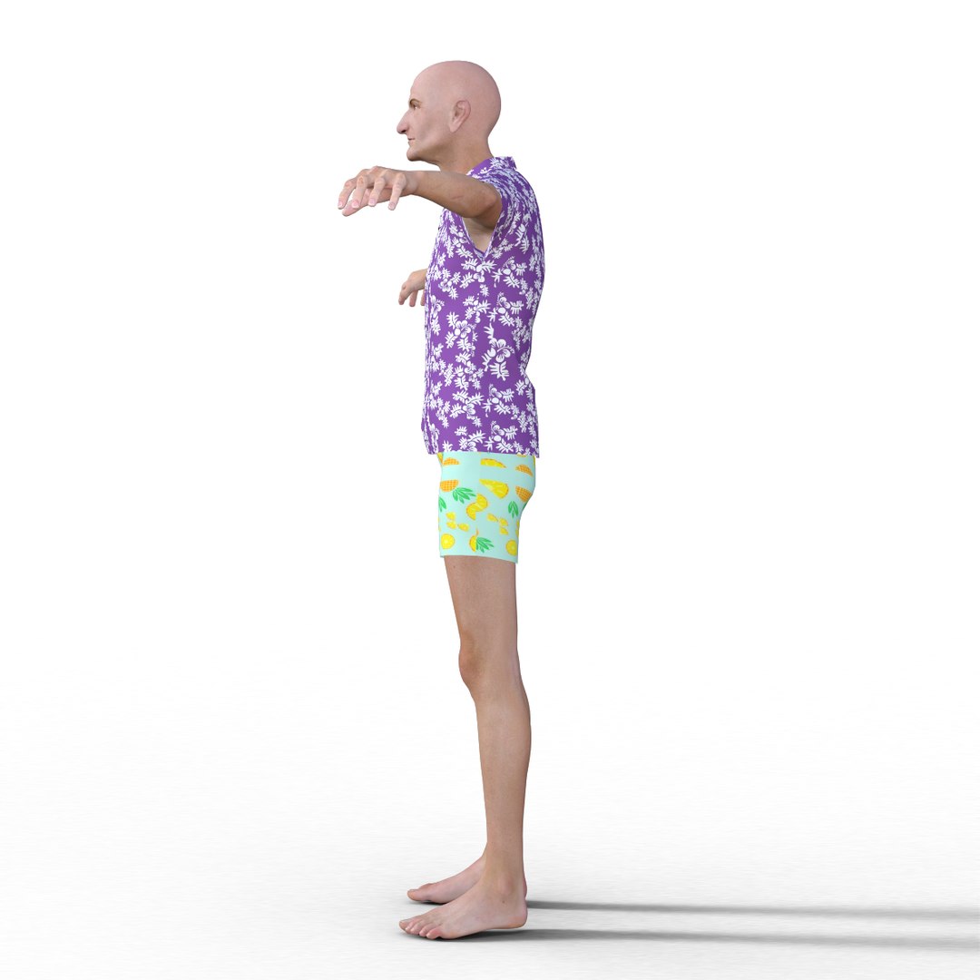 Realistic Rigged Old Man 3d Model