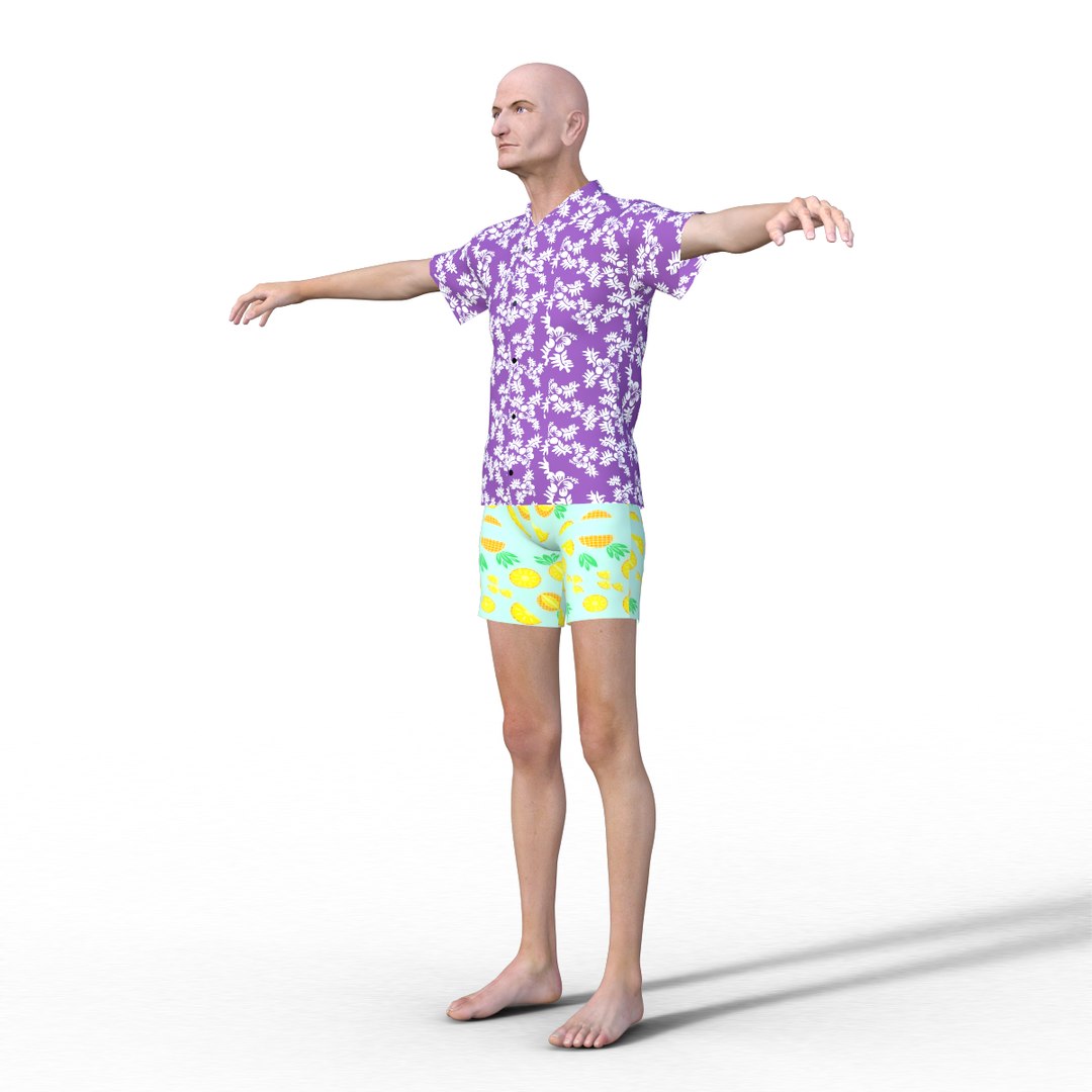 Realistic Rigged Old Man 3d Model