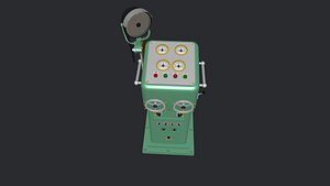 3D model Old Japanese Ferry Wheelhouse - Helm Control Panel With Gyro Compass