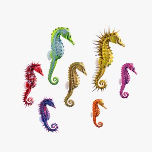 Lowpoly Seahorse Pack 3D