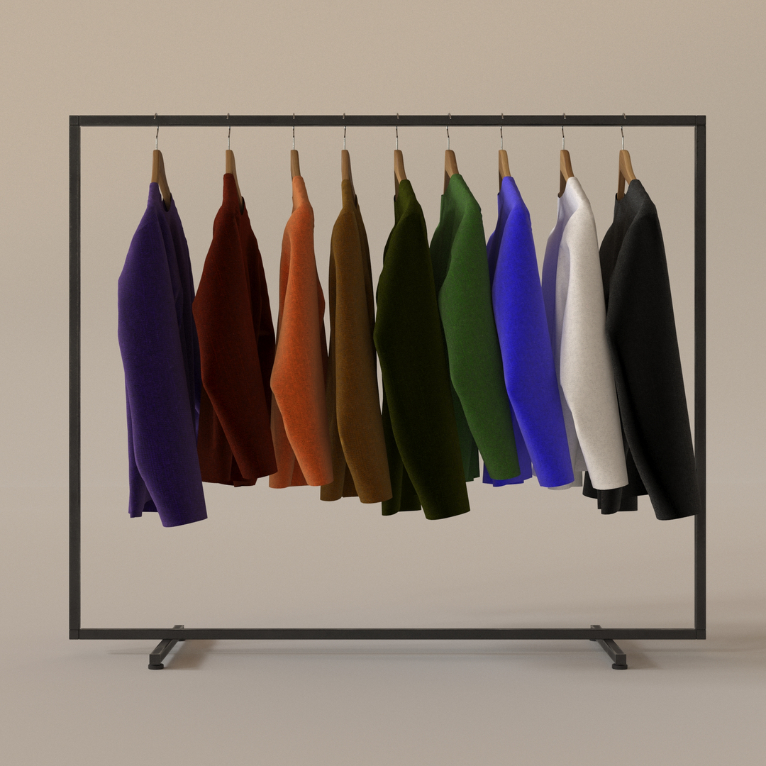 3D Sweaters on Rack model https://p.turbosquid.com/ts-thumb/HR/faFzys/DG/sweater/jpg/1651245418/1920x1080/turn_fit_q99/5e807c75eb2bb11542236aabd7105d1004222d15/sweater-1.jpg