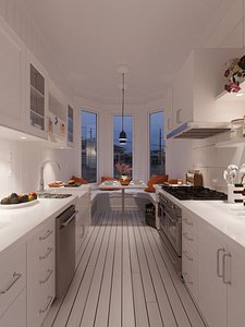 Narrow Kitchen Interior