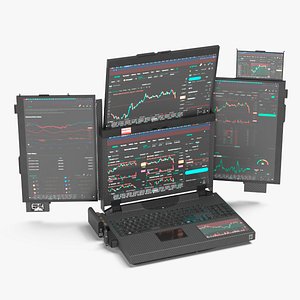 Professional Laptop with Miner Software Rigged 3D