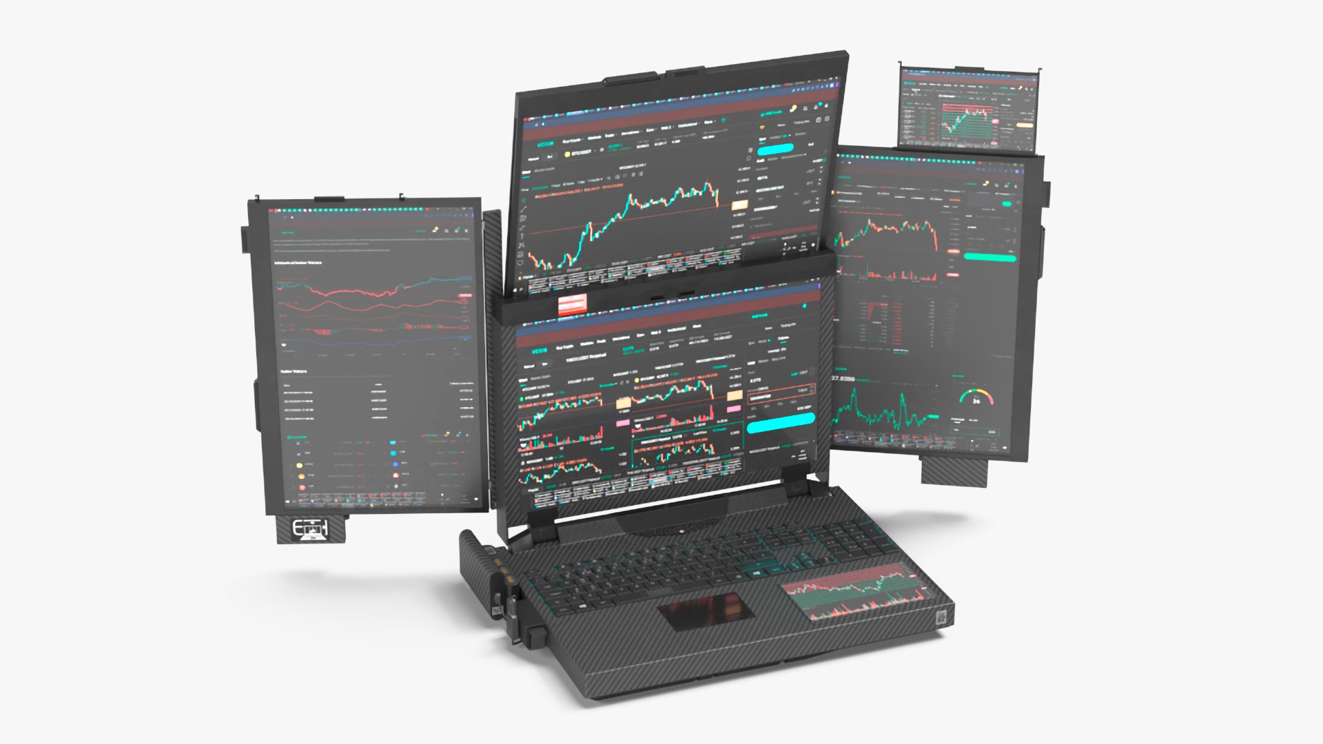 Professional Laptop with Miner Software Rigged 3D model preview