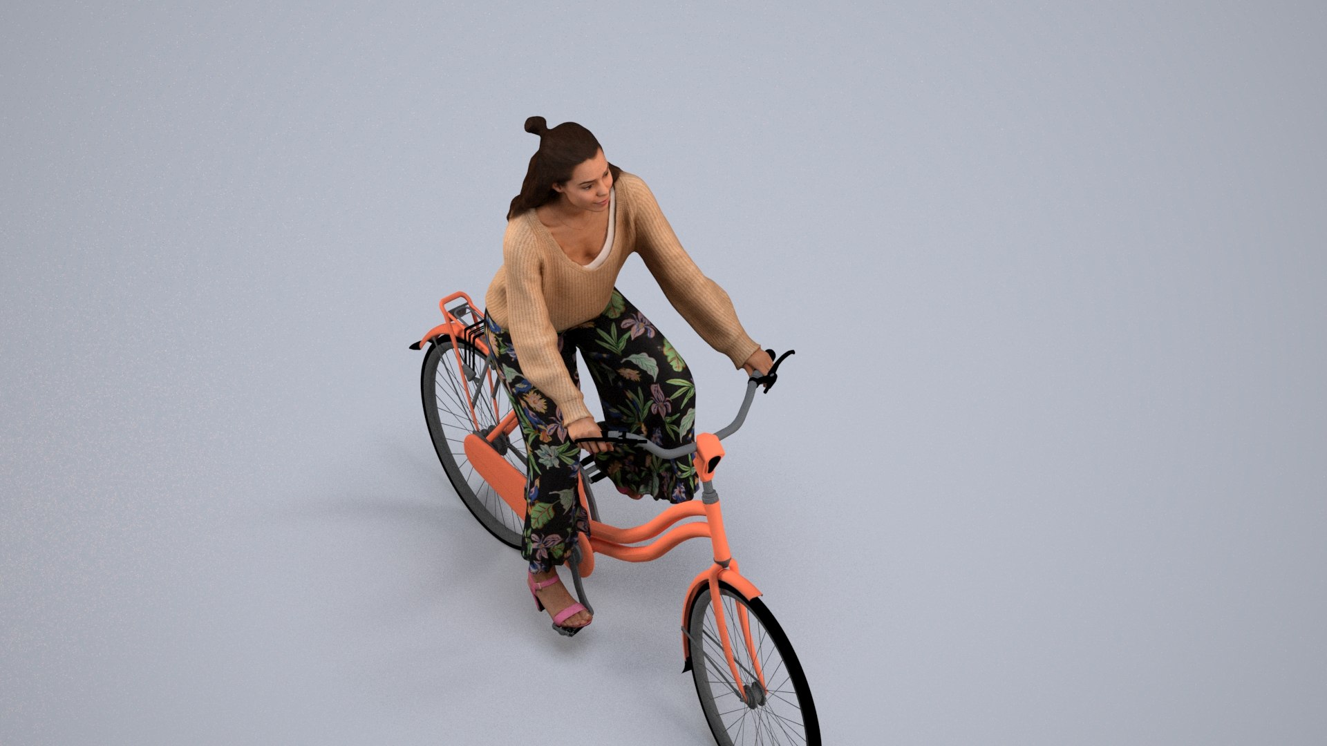 3D Model 00275Denise002 - Adult Caucasian Woman Cycling Through Public ...