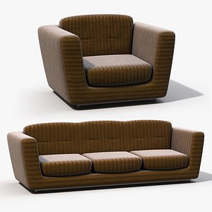 Sofa Set 001 PBR 8K 3D model