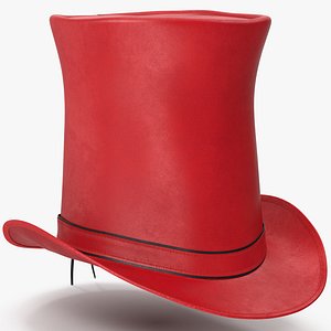 Leather Top Hat Red v 4 3D model