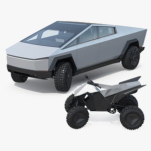 Tesla Cybertruck with Cyberquad ATV Rigged(1)