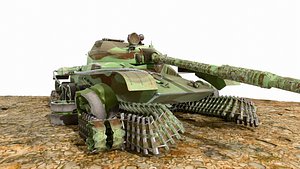 3D High Poly Destroyed Battle Tank War Vehicle