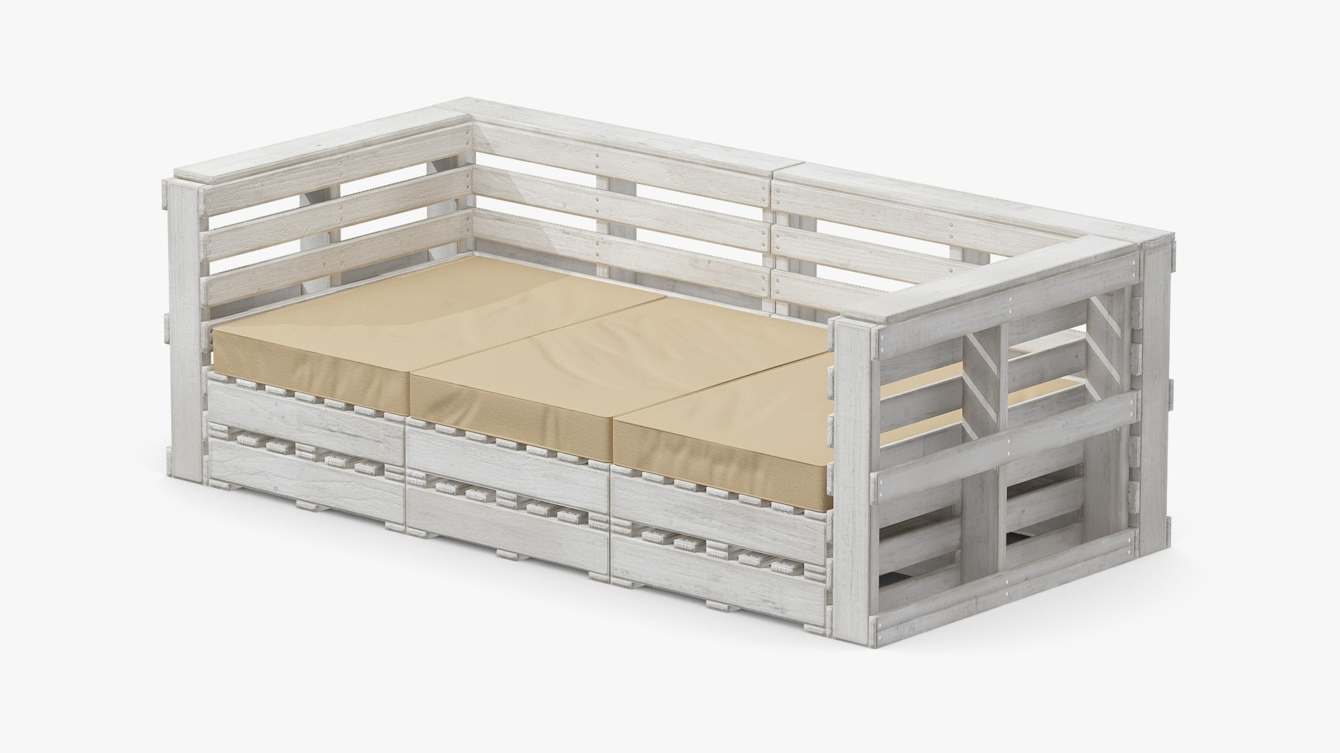 Rustic Pallet Sofa White 3D model preview
