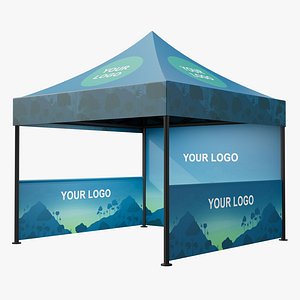 Event Tent Mockup 3 X3 Blue 3D model