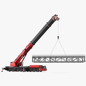 3D Mobile Crane Generic With Load Rigged model