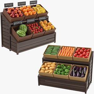 Fruits And Vegetables Display Collection 3D model