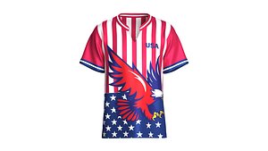 Men USA Eagle Flag Sublimation V-Neck Sports Jersey 3D