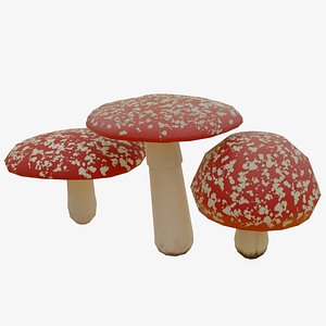 3D Cartoon Mushrooms - game ready