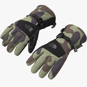3D The North Face Mens Montana Etip GTX Ski Gloves Camo